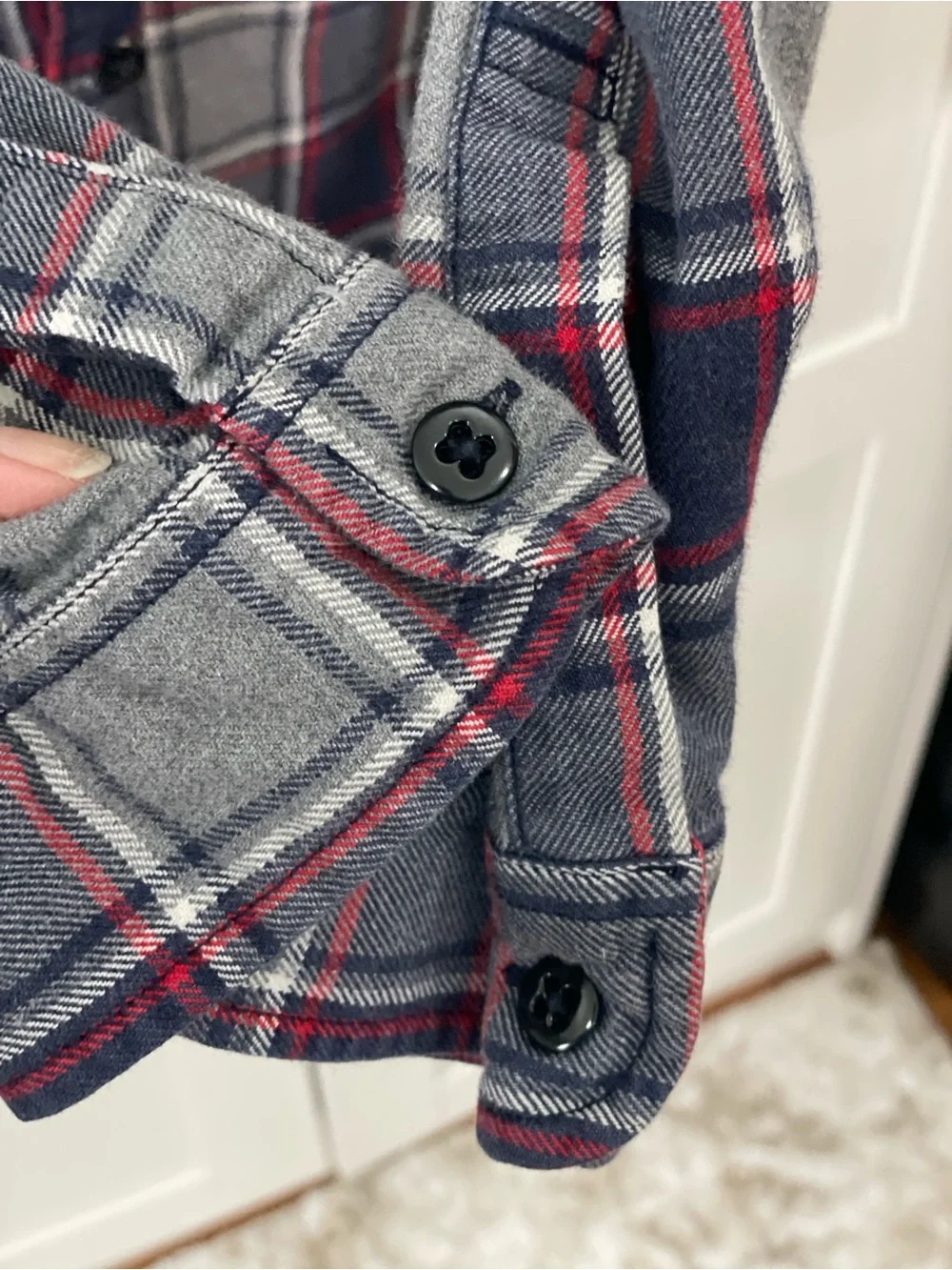 J. Crew Men's Navy, Gray & Red Plaid Button-Down Shirt